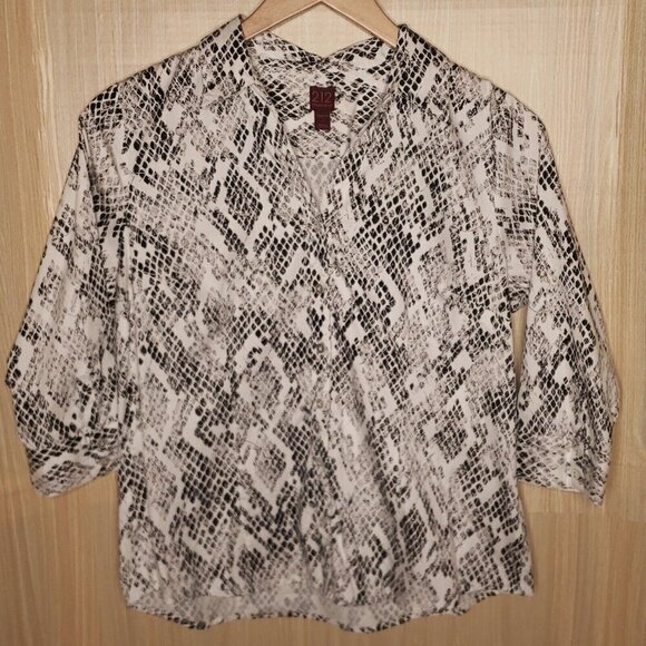 212 Collection Womens Snake Print Button Down Shirt Large - Picture 1 of 6